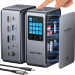 Vention Док-станція USB3.2 Type-C --> HDMIx2, 8K30Hz/DP/USB-C3.2/2xUSB-A3.2/USB-A2.0/SD/TF/RJ45/3.5mm TRRS/P