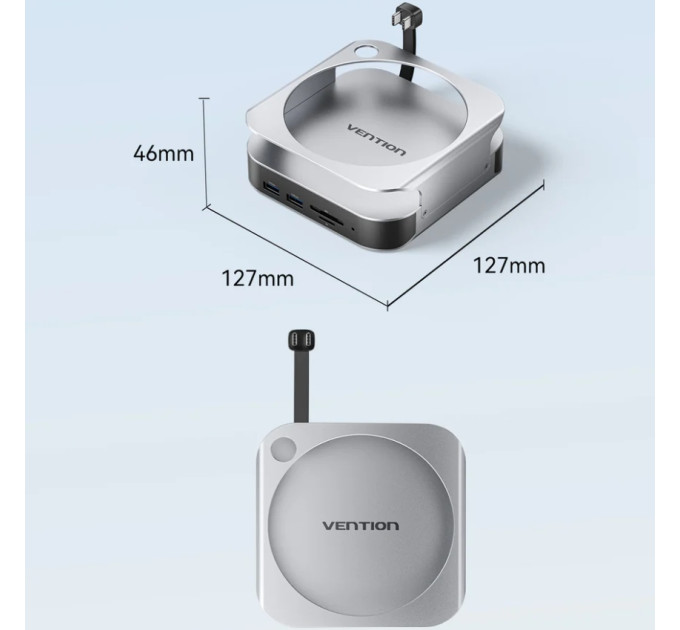 Vention Док-станція USB3.2 Type-C --> Mac mini DP 4K240Hz/M.2 NVMe/4xUSB 3.2/USB-C 3.2/3,5мм/SD/TF/PD