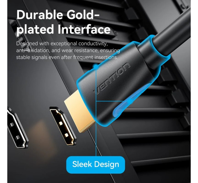 Vention Кабель HDMI M - M, 5.0м, V2.0, 4K 60Гц, Gold-Plated, PVC Vention