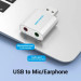 Vention Звукова карта USB AUX jack, 2*TRS (Mic + Ear), Aluminum alloy Vention