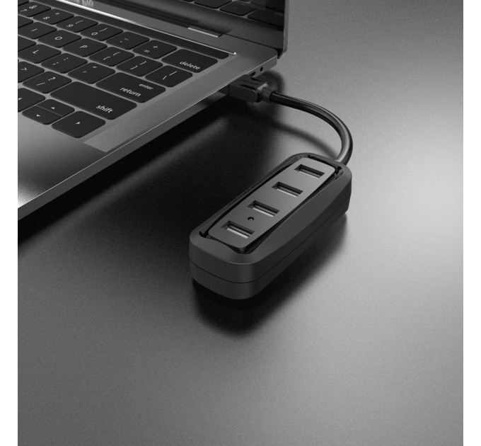 Vention Хаб USB 2.0 -> 4xUSB-A 2.0, 1,0м, чорний Vention