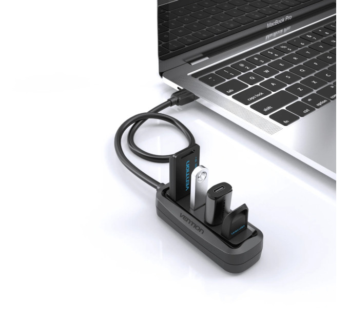 Vention Хаб USB 2.0 -> 4xUSB-A 2.0, 1,0м, чорний Vention