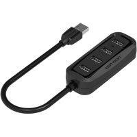 Хаб USB 2.0 -> 4xUSB-A 2.0, 1,0м, чорний Vention