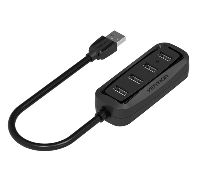 Vention Хаб USB 2.0 -> 4xUSB-A 2.0, 1,0м, чорний Vention