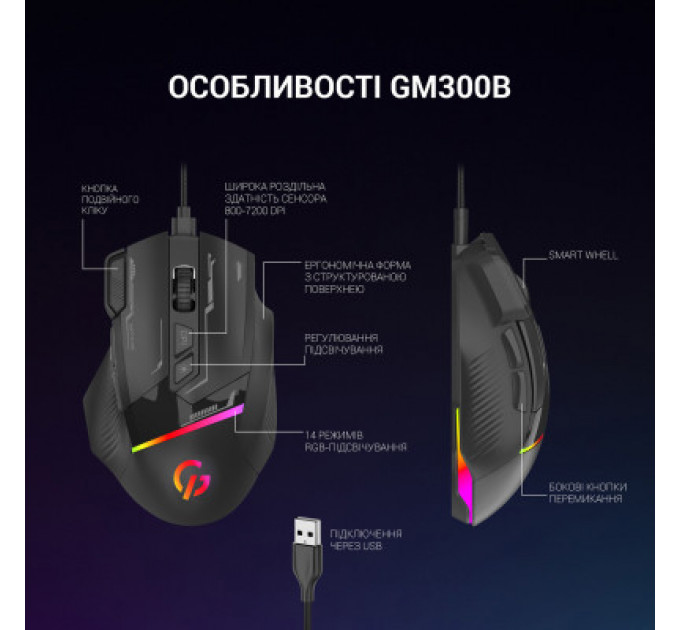 Мишка GamePro GM300B USB Black (GM300B)