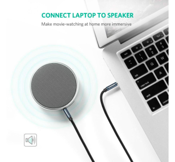 Ugreen Кабель мультимедійний 3.5mm M to 3.5mm M 0.5m 90° corner AV112 blue Ugreen (60178)