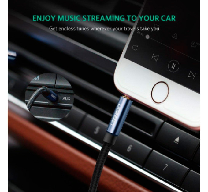 Ugreen Кабель мультимедійний 3.5mm M to 3.5mm M 0.5m 90° corner AV112 blue Ugreen (60178)
