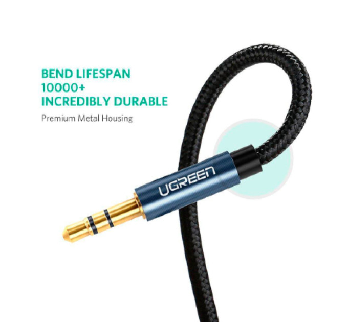 Ugreen Кабель мультимедійний 3.5mm M to 3.5mm M 0.5m 90° corner AV112 blue Ugreen (60178)