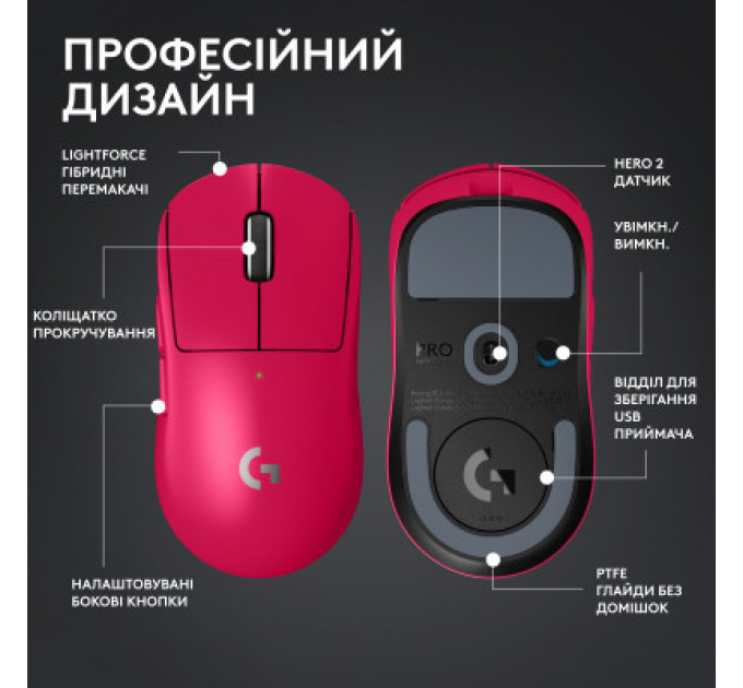 Мишка Logitech G Pro X Superlight 2 Lightspeed Wireless Magenta (910-006797)