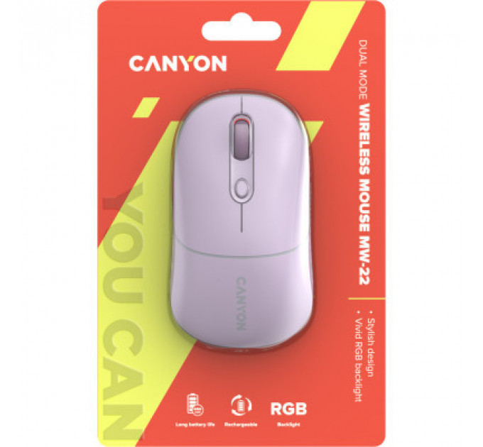Мишка Canyon MW-22 Dual Band RGB Wireless Pearl Rose (CNS-CMSW22PR)
