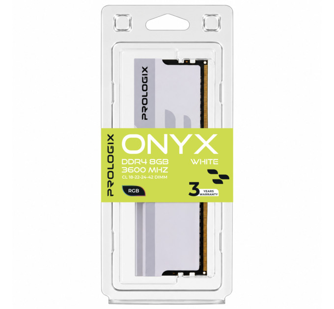 Модуль пам`ятi DDR4 8GB/3600 Prologix Onyx White RGB (PRO8GB3600YWR4)