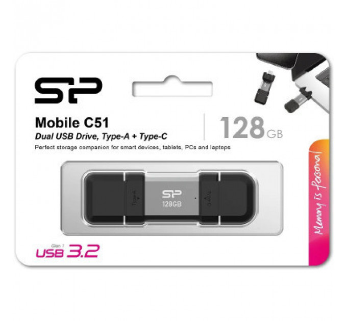 USB флеш накопичувач Silicon Power USB 128G SILICON POWER usb3.2+TypeC Mobile C51 (SP128GBUC3C51V1S)