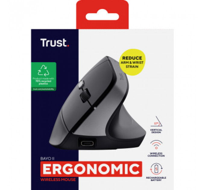Мишка Trust Bayo 2 Ergonomic Wireless/USB-A Black (25145)