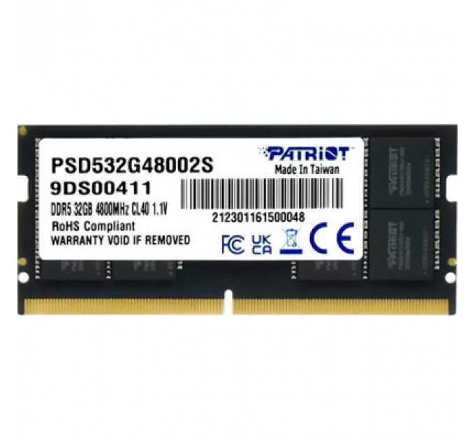 Модуль пам'яті для ноутбука SoDIMM DDR5 32GB 4800 MHz Patriot (PSD532G48002S)