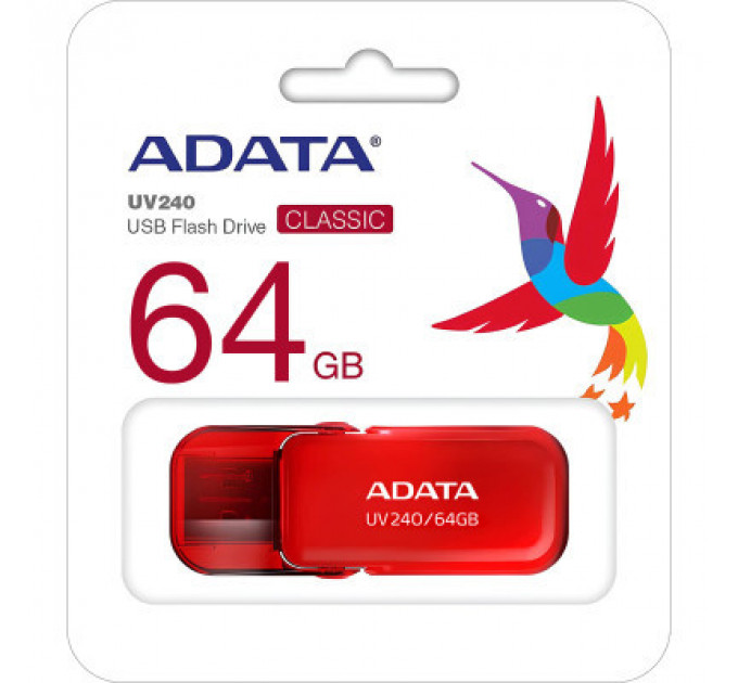 USB флеш накопичувач ADATA 64GB AUV 240 Red USB 2.0 (AUV240-64G-RRD)