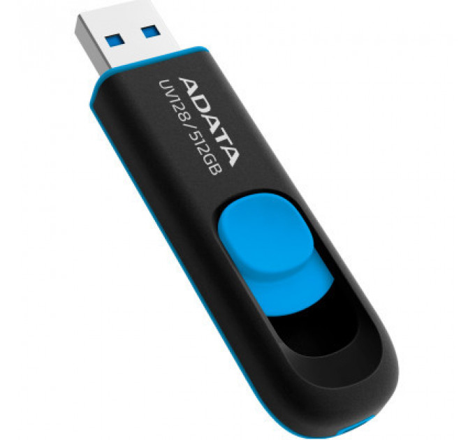 USB флеш накопичувач ADATA 512GB AUV 128 Black/Blue USB 3.2 (AUV128-512G-RBE)