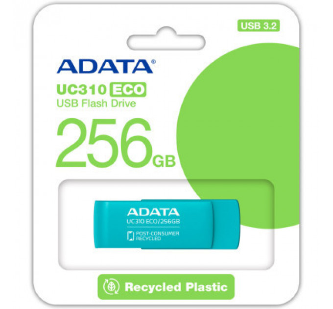 USB флеш накопичувач ADATA 256GB UC310 Eco Green USB 3.2 (UC310E-256G-RGN)