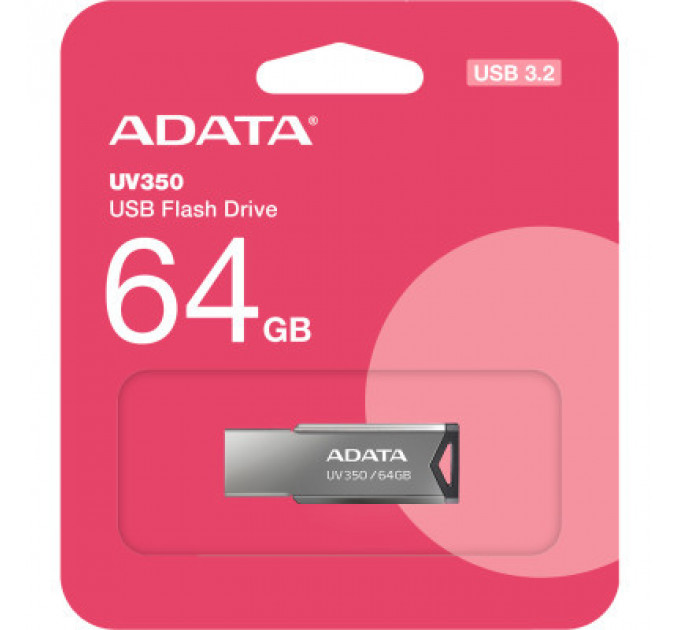 USB флеш накопичувач ADATA 64GB UV350 Metallic USB 3.2 (AUV350-64G-RBK)