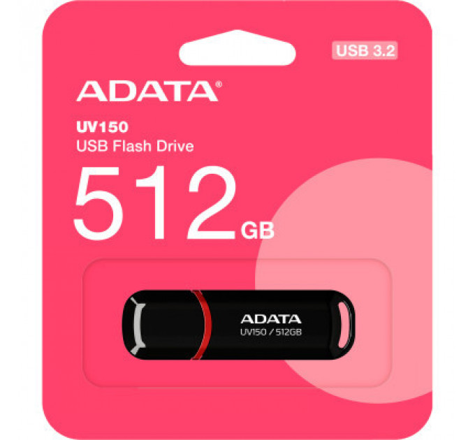 USB флеш накопичувач ADATA 512GB UV150 Black USB 3.2 (AUV150-512G-RBK)