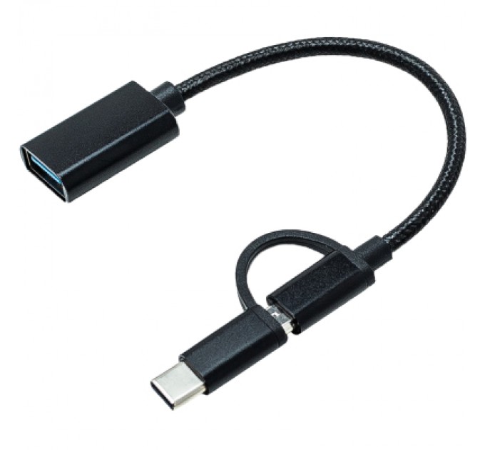 XoKo Перехідник OTG AC-150 2in1 USB 3.0 - MicroUSB USB Type-C Black XoKo (AC-150-BK)