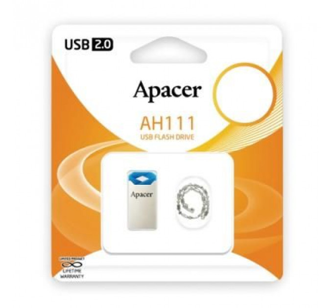 USB флеш накопичувач Apacer 32GB AH111 Blue RP USB2.0 (AP32GAH111U-1)