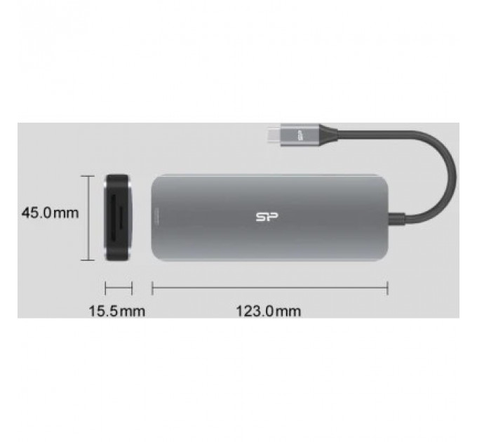 Концентратор Silicon Power USB-C 8-in-1 SR30 Silver Aluminum (SPU3C08DOCSR300G)