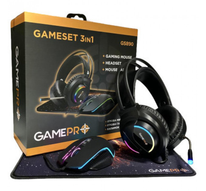 Мишка GamePro GS890 Combo 3 в 1 миша + ігрова поверхня + гарнітура (GS890)