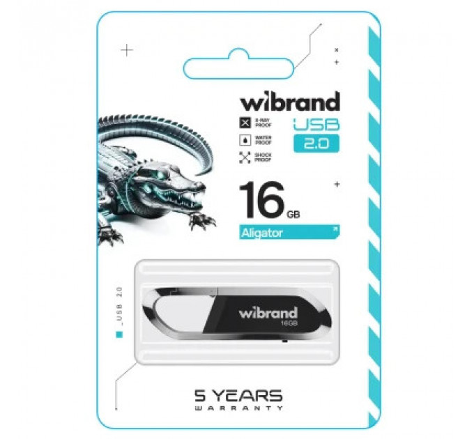 USB флеш накопичувач Wibrand 16GB Aligator Black USB 2.0 (WI2.0/AL16U7B)