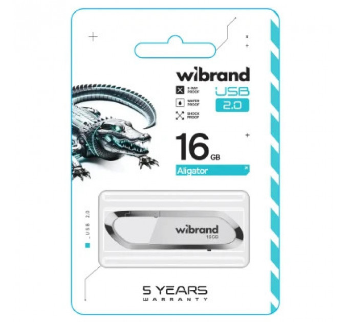 USB флеш накопичувач Wibrand 16GB Aligator White USB 2.0 (WI2.0/AL16U7W)