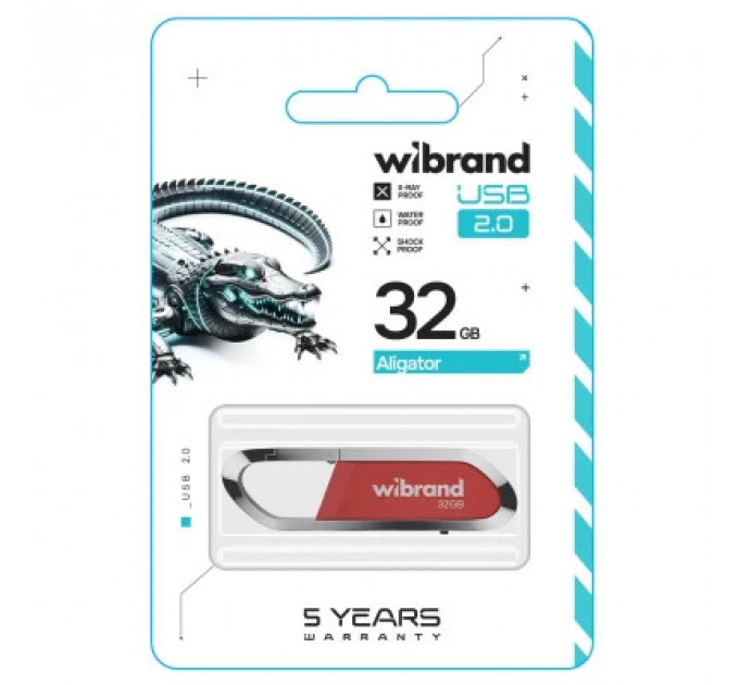 USB флеш накопичувач Wibrand 32GB Aligator Red USB 2.0 (WI2.0/AL32U7DR)