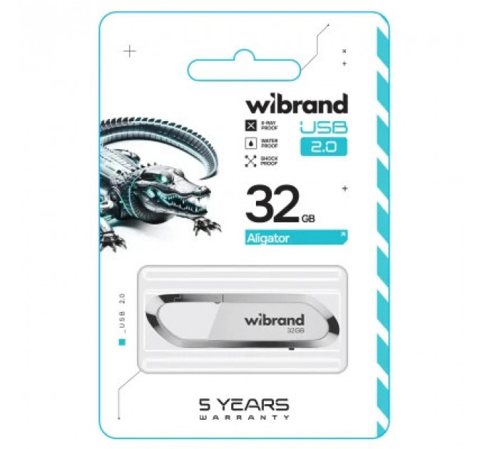 USB флеш накопичувач Wibrand 32GB Aligator White USB 2.0 (WI2.0/AL32U7W)