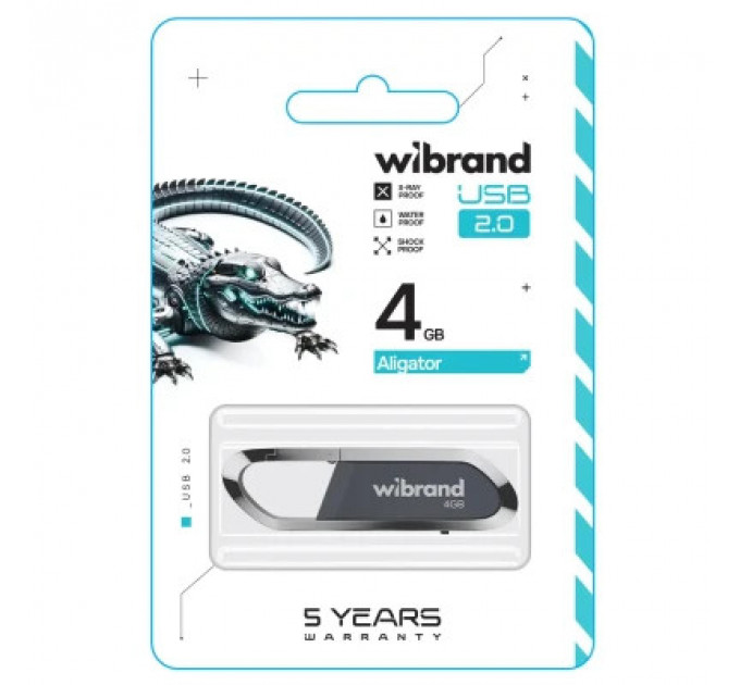 USB флеш накопичувач Wibrand 4GB Aligator Grey USB 2.0 (WI2.0/AL4U7G)