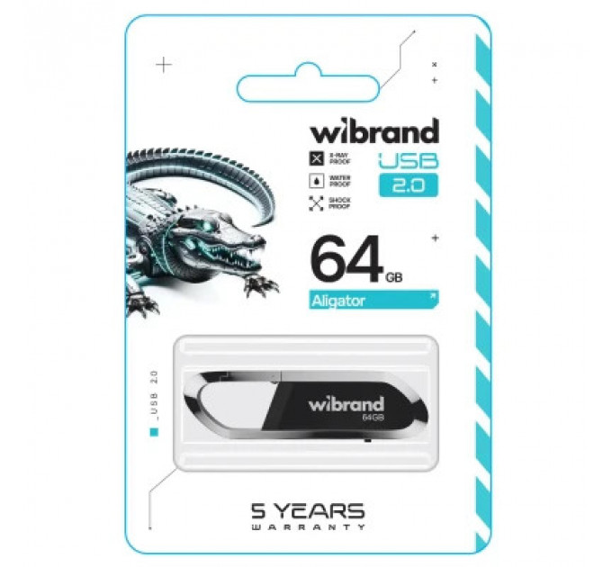 USB флеш накопичувач Wibrand 64GB Aligator Black USB 2.0 (WI2.0/AL64U7B)