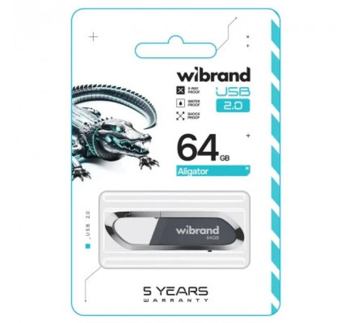 USB флеш накопичувач Wibrand 64GB Aligator Grey USB 2.0 (WI2.0/AL64U7G)