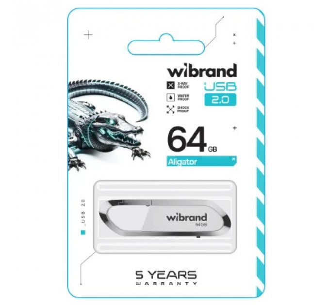 USB флеш накопичувач Wibrand 64GB Aligator White USB 2.0 (WI2.0/AL64U7W)