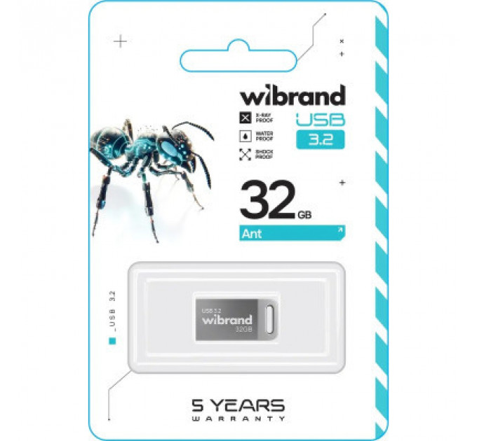 USB флеш накопичувач Wibrand 32GB Ant Silver USB 3.2 Gen 1 (USB 3.0) (WI3.2/AN32M4S)