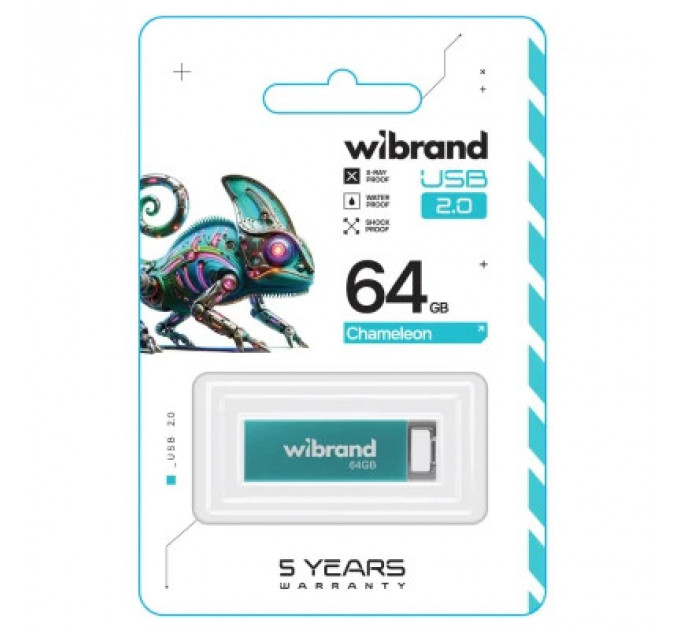 USB флеш накопичувач Wibrand 64GB Chameleon Blue USB 2.0 (WI2.0/CH64U6LU)
