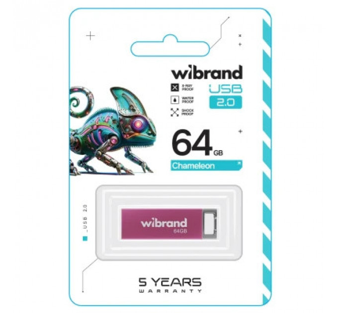 USB флеш накопичувач Wibrand 64GB Chameleon Pink USB 2.0 (WI2.0/CH64U6P)