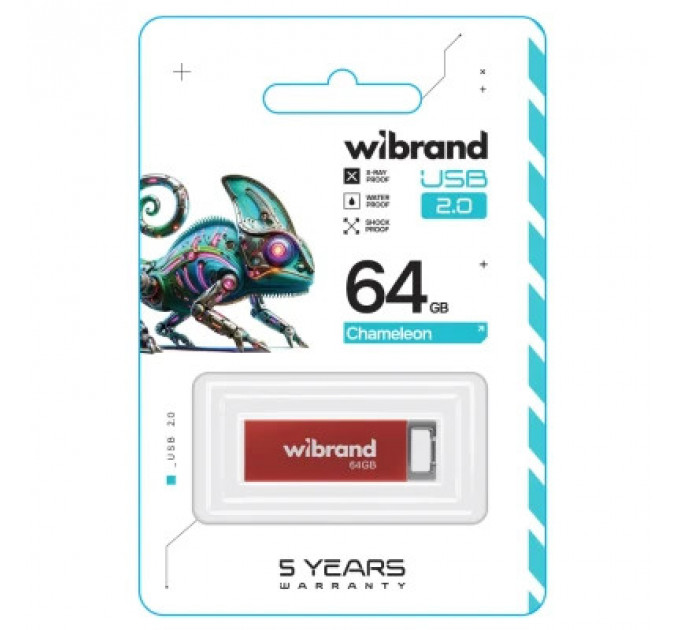 USB флеш накопичувач Wibrand 64GB Chameleon Red USB 2.0 (WI2.0/CH64U6R)