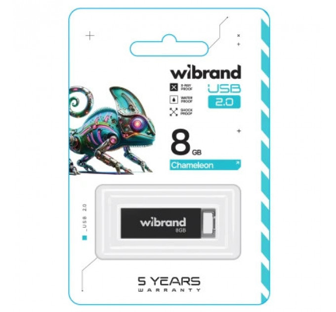 USB флеш накопичувач Wibrand 8GB Chameleon Black USB 2.0 (WI2.0/CH8U6B)