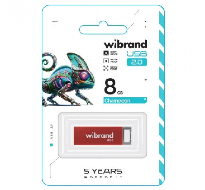 USB флеш накопичувач Wibrand 8GB Chameleon Red USB 2.0 (WI2.0/CH8U6R)