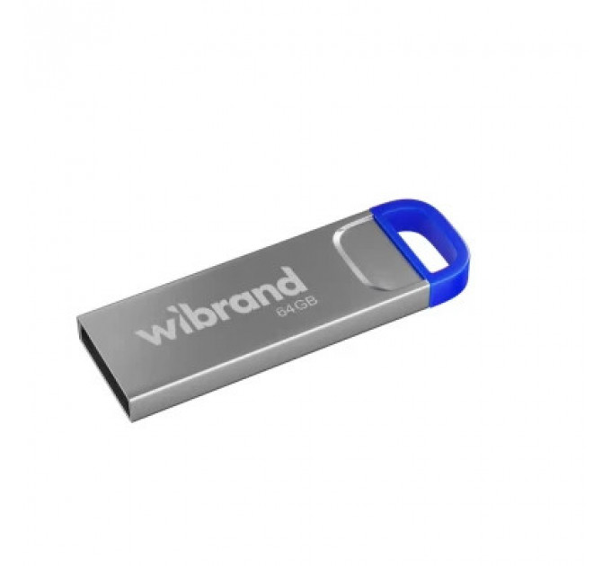 USB флеш накопичувач Wibrand 64GB Falcon Silver-Blue USB 2.0 (WI2.0/FA64U7U)