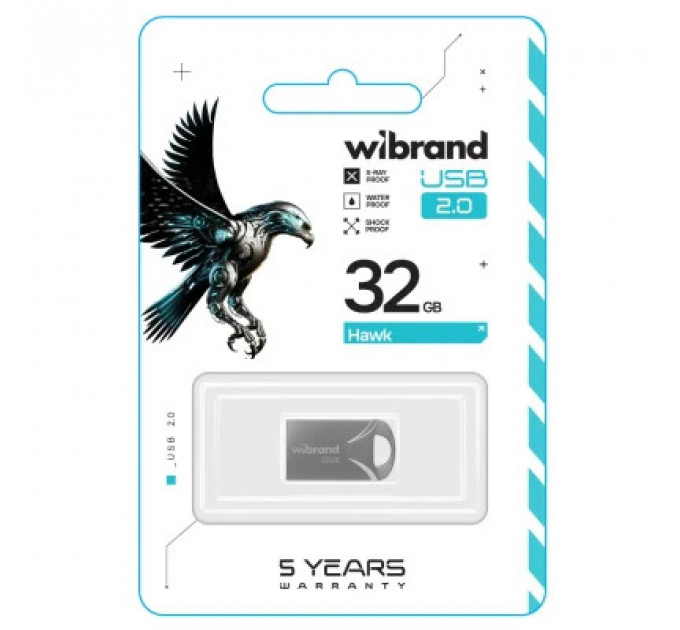 USB флеш накопичувач Wibrand 32GB Hawk Silver USB 2.0 (WI2.0/HA32M1S)
