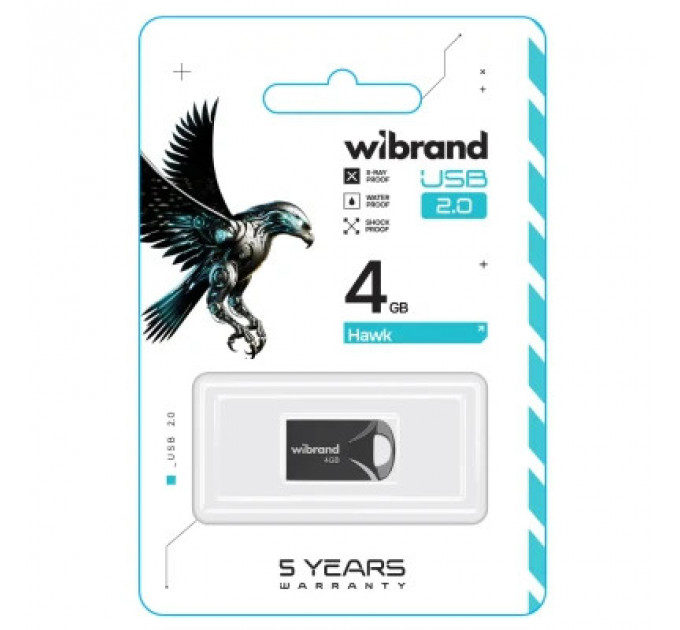 USB флеш накопичувач Wibrand 4GB Hawk Black USB 2.0 (WI2.0/HA4M1B)