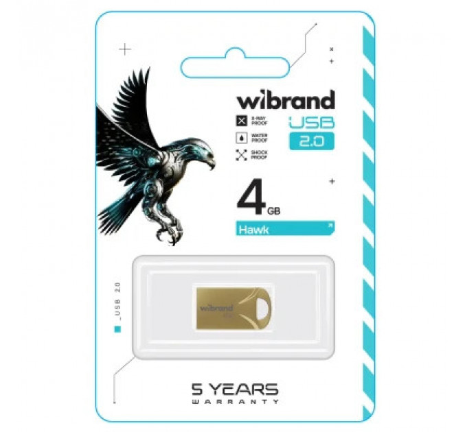 USB флеш накопичувач Wibrand 4GB Hawk Gold USB 2.0 (WI2.0/HA4M1G)