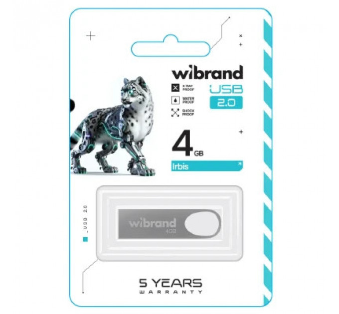 USB флеш накопичувач Wibrand 4GB Irbis Silver USB 2.0 (WI2.0/IR4U3S)