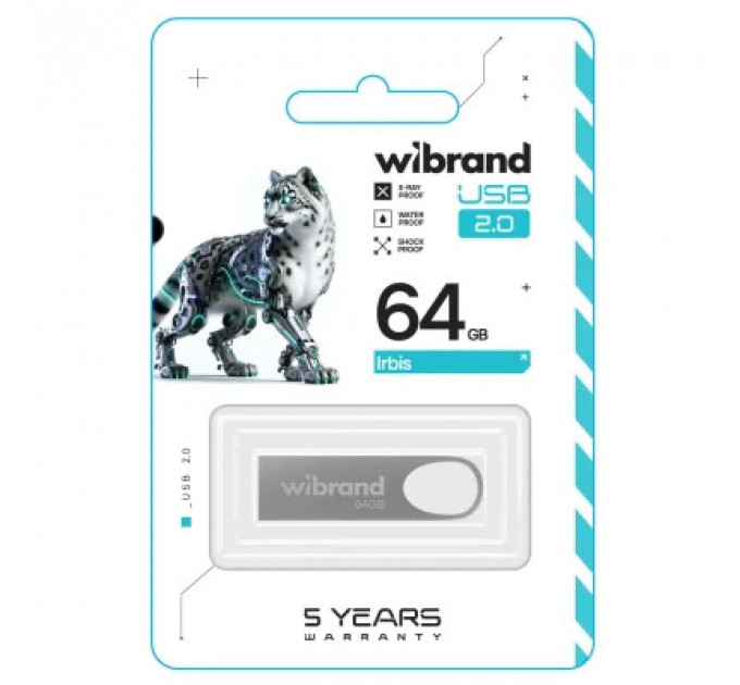 USB флеш накопичувач Wibrand 64GB Irbis Silver USB 2.0 (WI2.0/IR64U3S)
