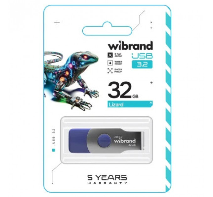 USB флеш накопичувач Wibrand 32GB Lizard Light Blue USB 3.2 Gen 1 (USB 3.0) (WI3.2/LI32P9LU)