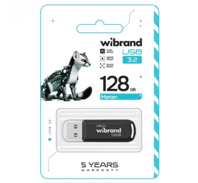 USB флеш накопичувач Wibrand 128GB Marten Black USB 3.2 Gen 1 (USB 3.0) (WI3.2/MA128P10B)