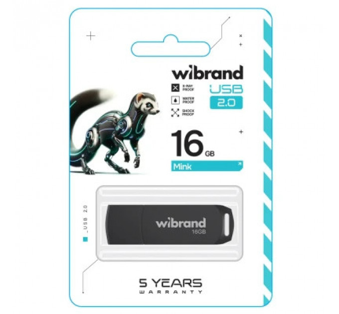 USB флеш накопичувач Wibrand 16GB Mink Black USB 2.0 (WI2.0/MI16P4B)